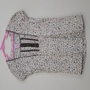 Xhilaration Floral Peasant Short Sleeve Corduroy Top Girls M